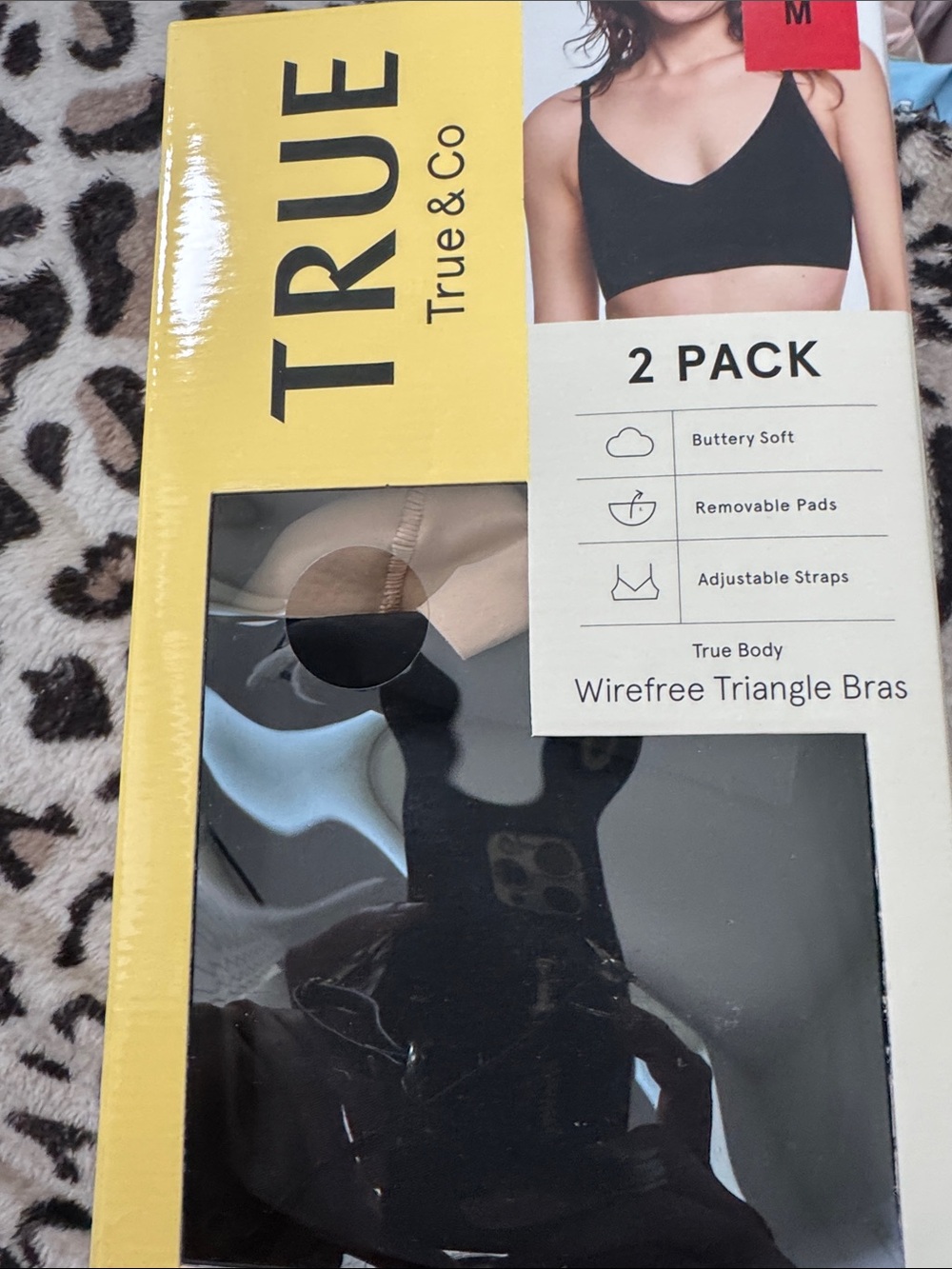 True & Co. Wirefree Triangle Bra 2-Pack — Black & Nude